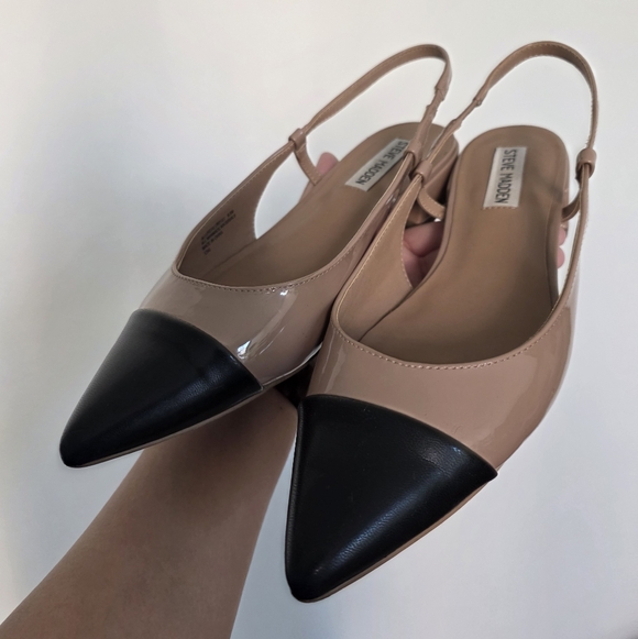 Steve Madden Black and Tan Pointed Slingback Flats - Picture 7 of 7